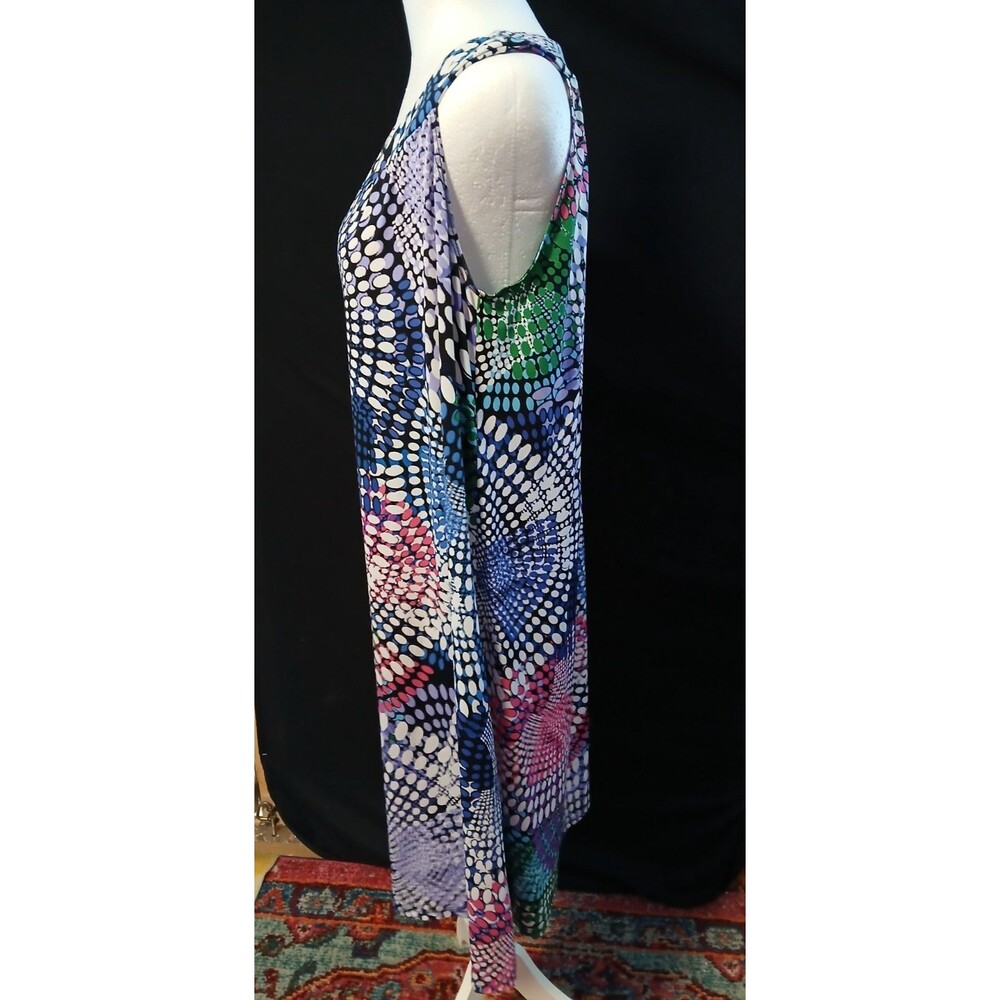 Tiana B. Multi Color Graphic Sleeveless Midi Dress 14 W - Picture 4 of 8